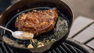 Grilled and Reverse-Seared Cast Iron Skillet Steak