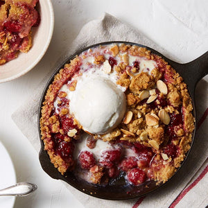 Raspberry Almond Linzer Tart in a Cast Iron Skillet